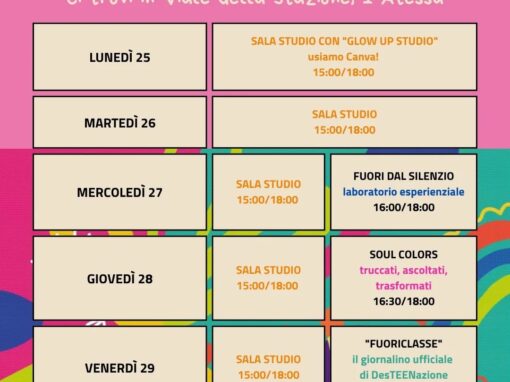 Non perderti le prossime attività e laboratori previsti per l’ultima settimana di maggio a DesTEENazione Non perderti le prossime attività e laboratori previsti per l’ultima settimana di maggio a DesTEENazione
